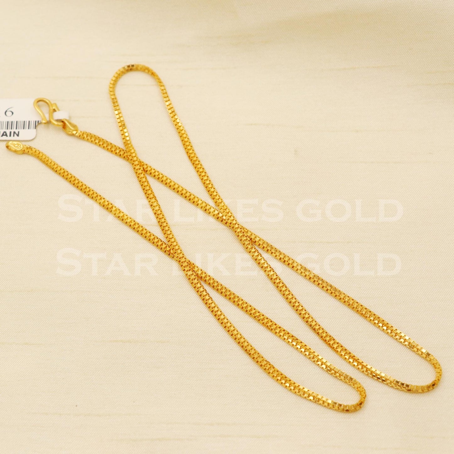 22k Gold Classic Box Chain with Hallmark Certification, B1425