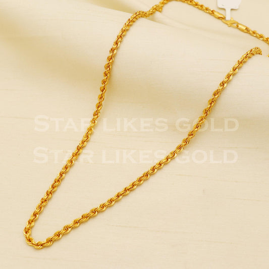 22k Hallmark Gold Twisted Rope Chain for Daily Wear, B1432