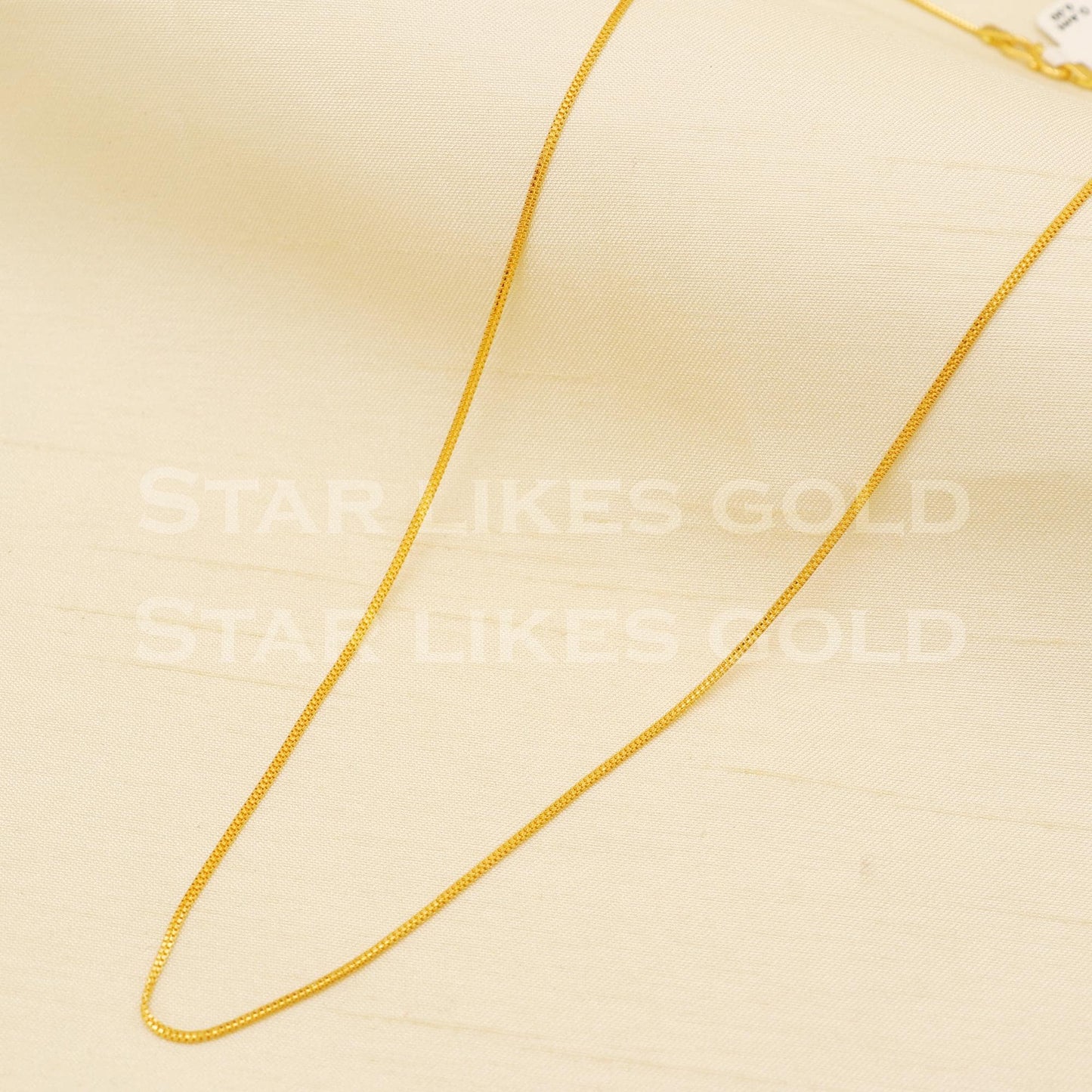 Sleek 22k Hallmark Gold Box Link Chain for Men & Women, B1436