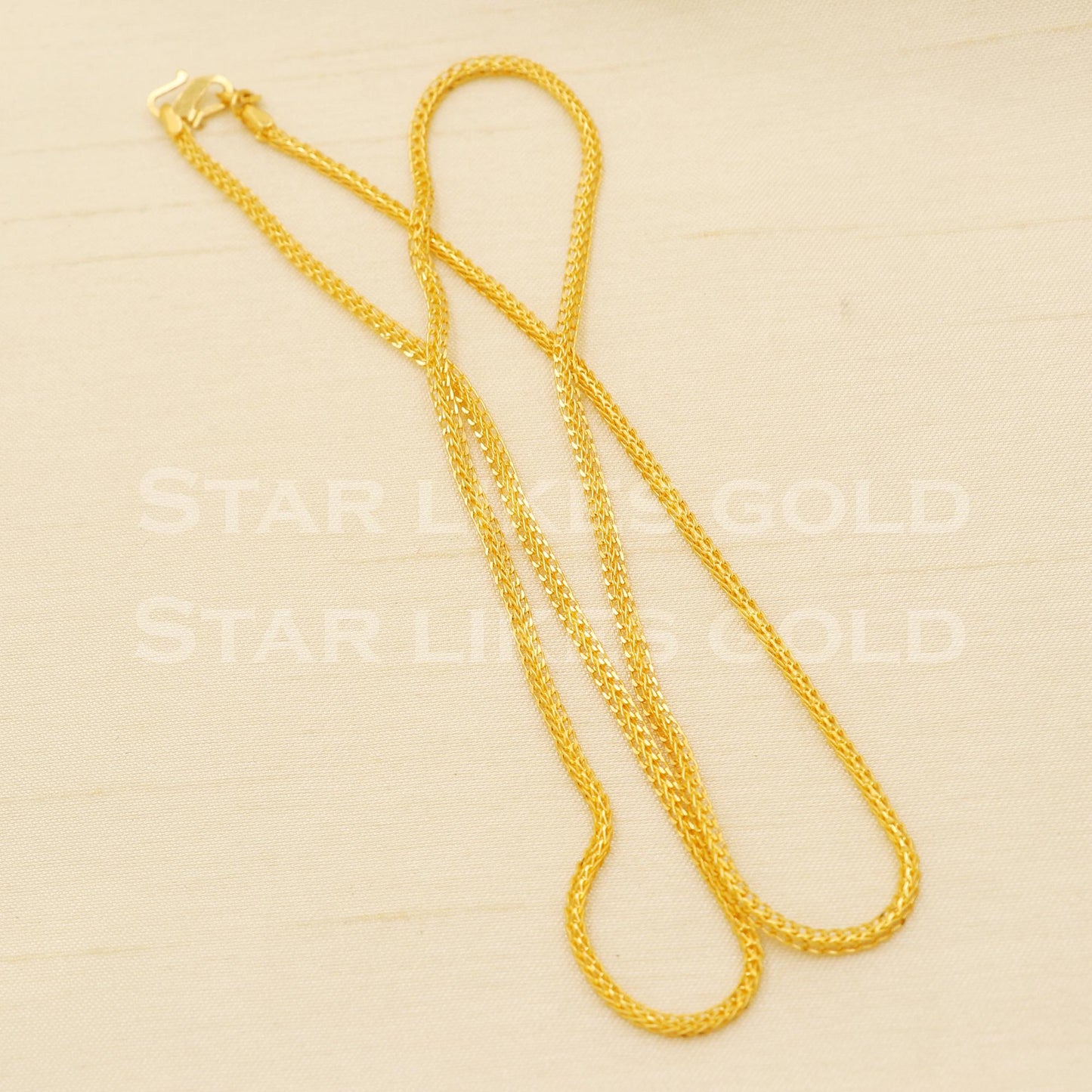22k Hallmark Gold Sleek Foxtail Wheat Link Chain for Daily Wear, B1438