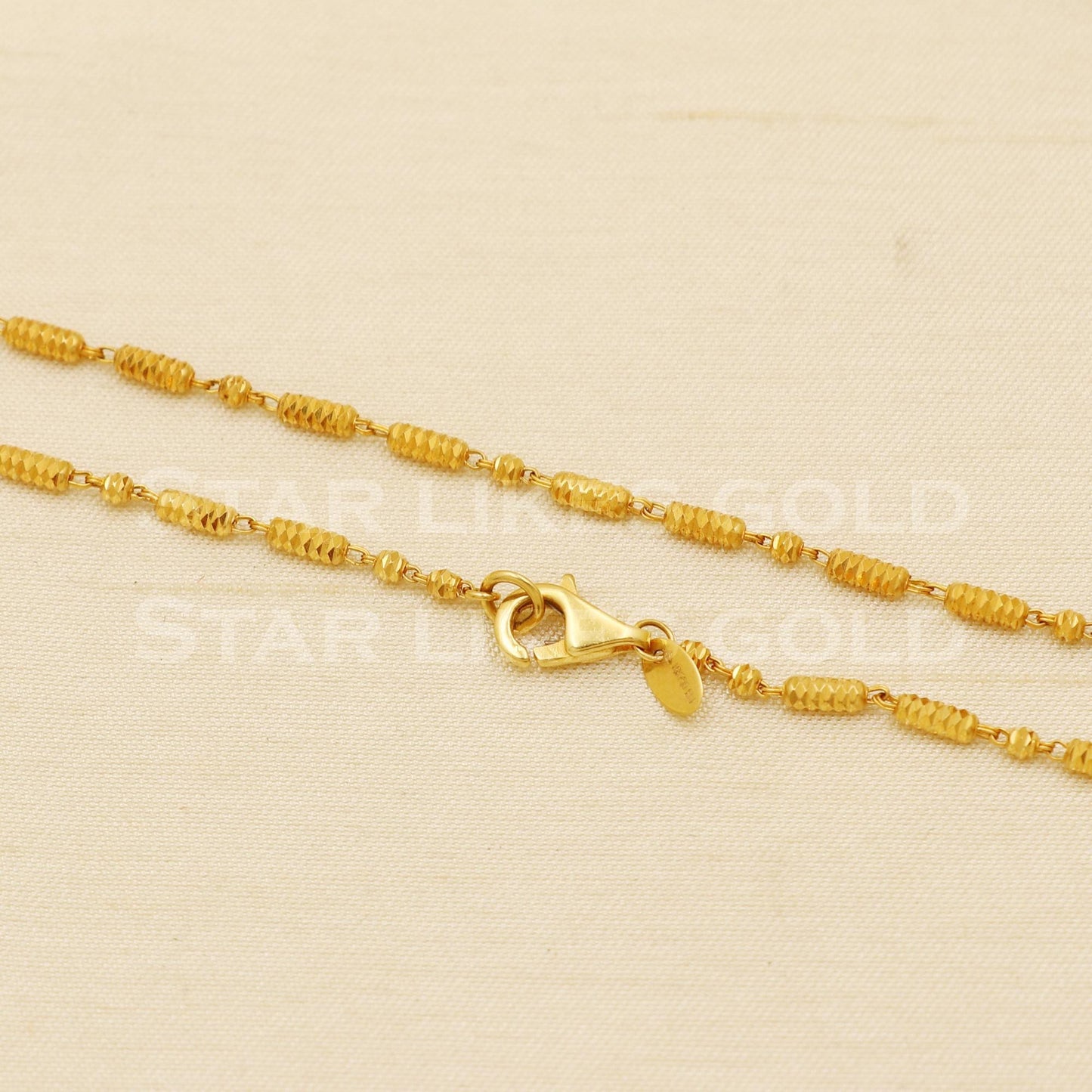 Elegant 18k Hallmark Gold Designer Bead Chain for Gift, B1444