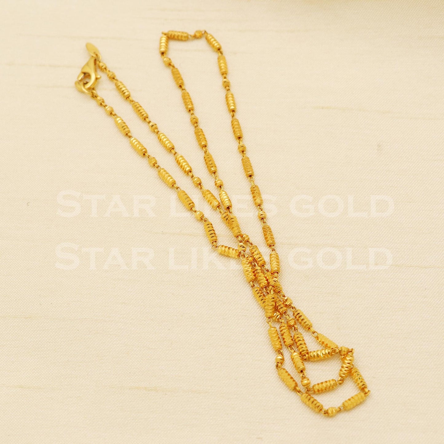 Elegant 18k Hallmark Gold Designer Bead Chain for Gift, B1444