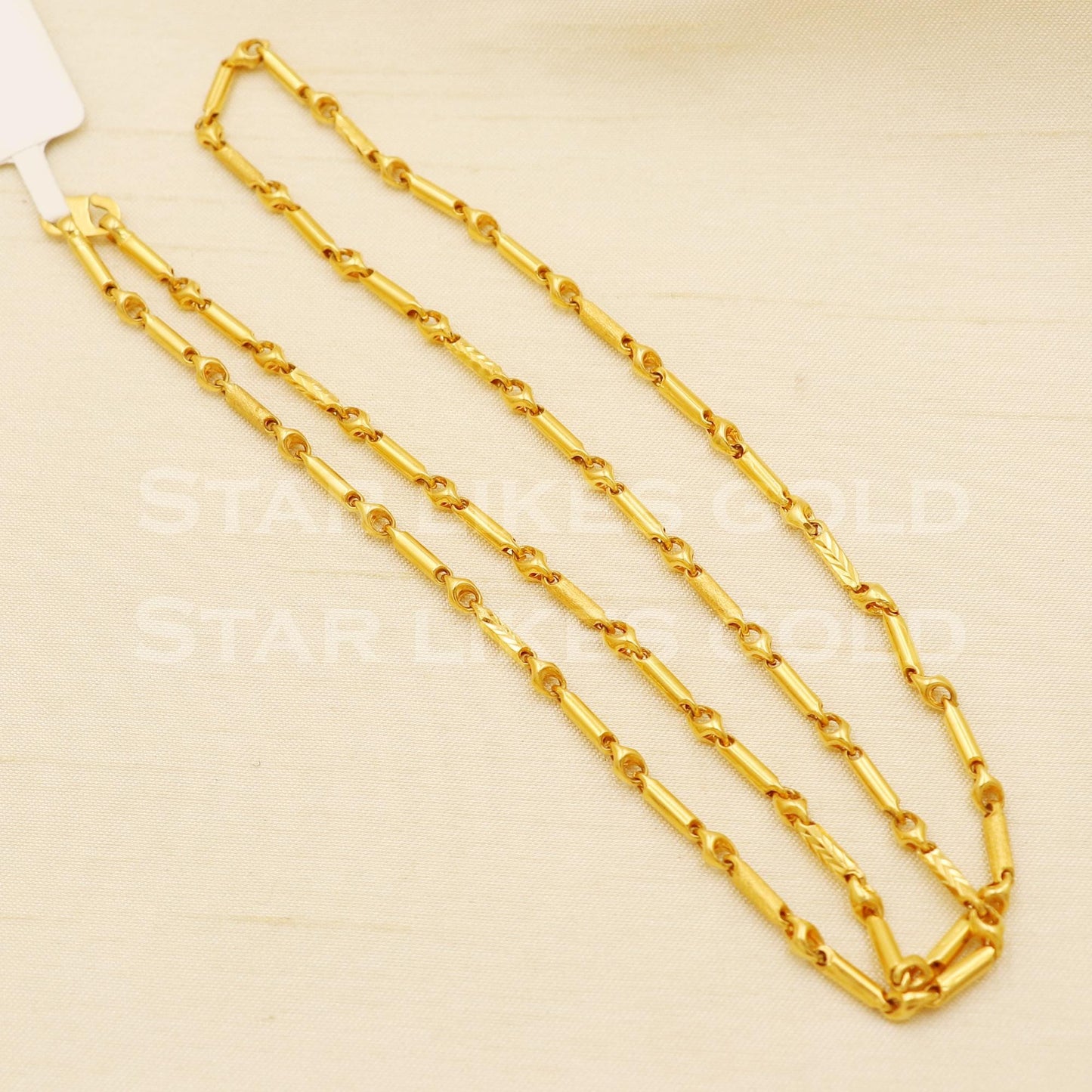 18k Hallmark Gold Traditional Floral Motif Bead Chain, B1451