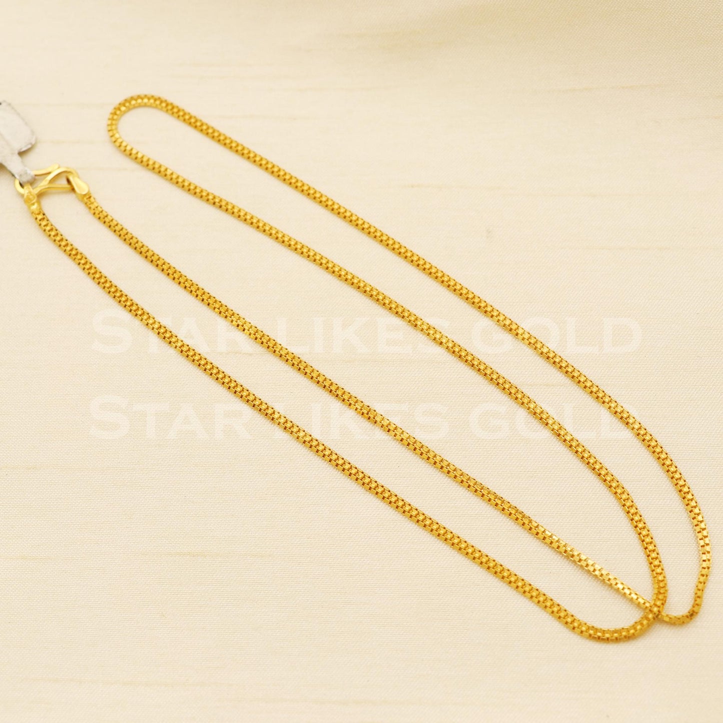 18k Hallmark Gold Classic Box Link Chain for Daily Wear, B1459