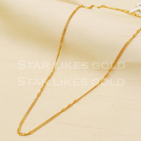 18k GOLD chain necklace Handmade fine Jewelry, B1462