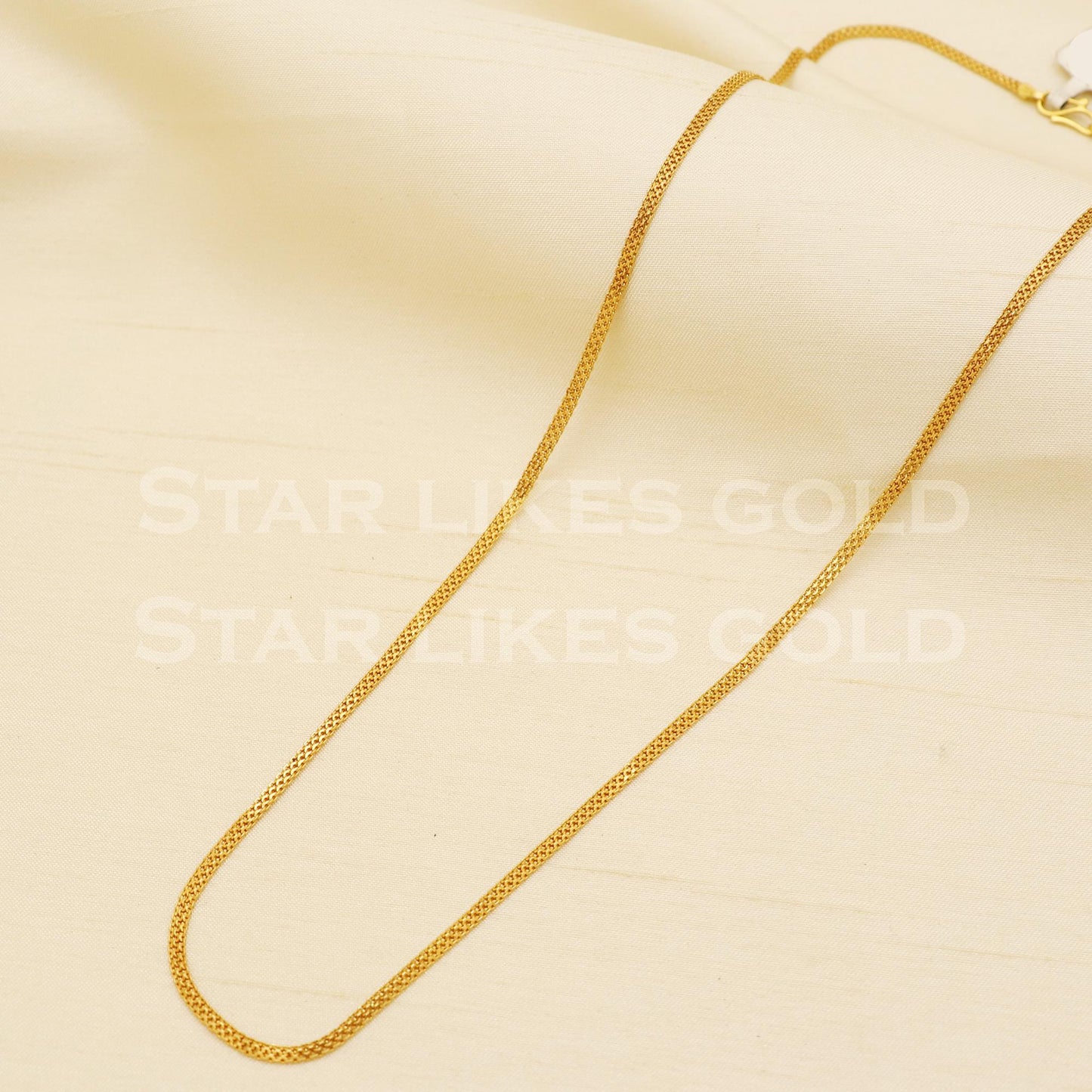 Premium 18k Hallmark Gold Thin Box Three Link Elegant Chain, B1463
