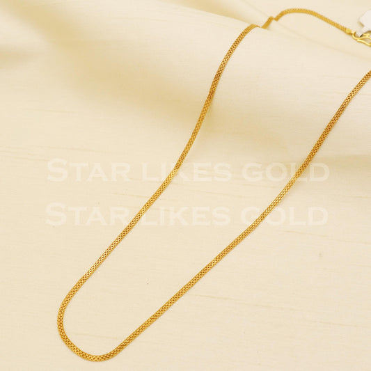 Premium 18k Hallmark Gold Thin Box Three Link Elegant Chain, B1463
