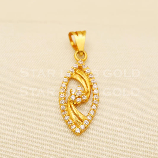 Beautiful 18k Yellow Gold Handmade Zircon Pendant Jewelry, B1473