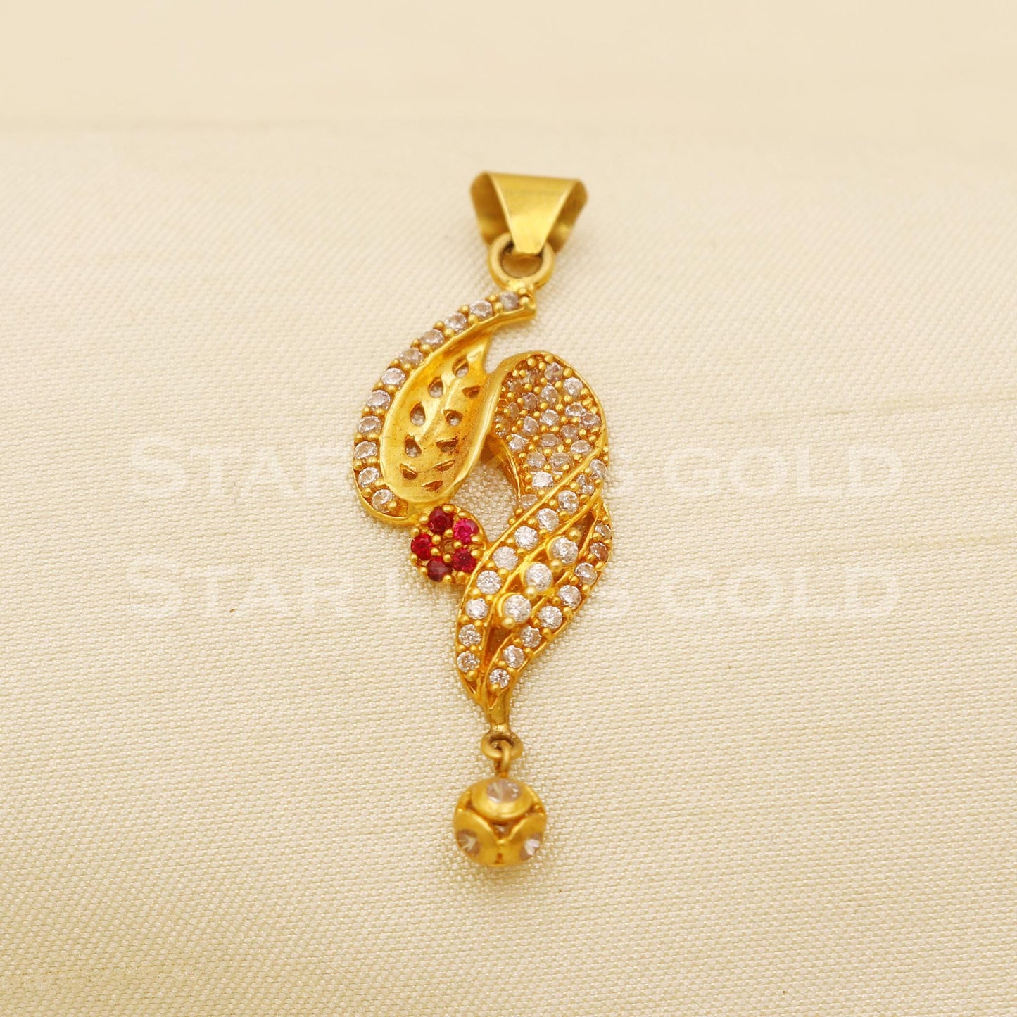 Beautiful 18k Yellow Gold Handmade Zircon Pendant Jewelry, B1474