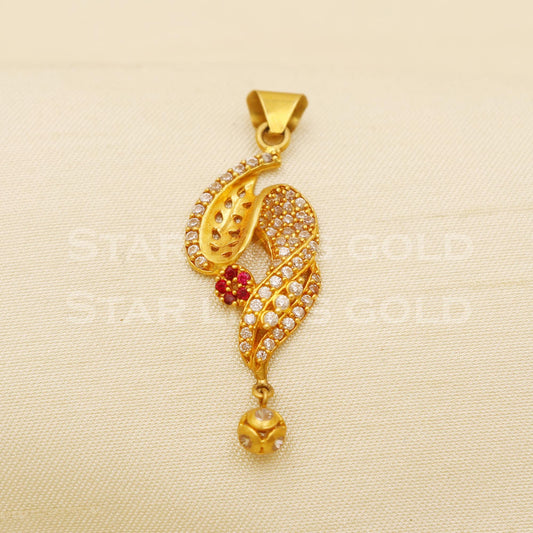 Beautiful 18k Yellow Gold Handmade Zircon Pendant Jewelry, B1474