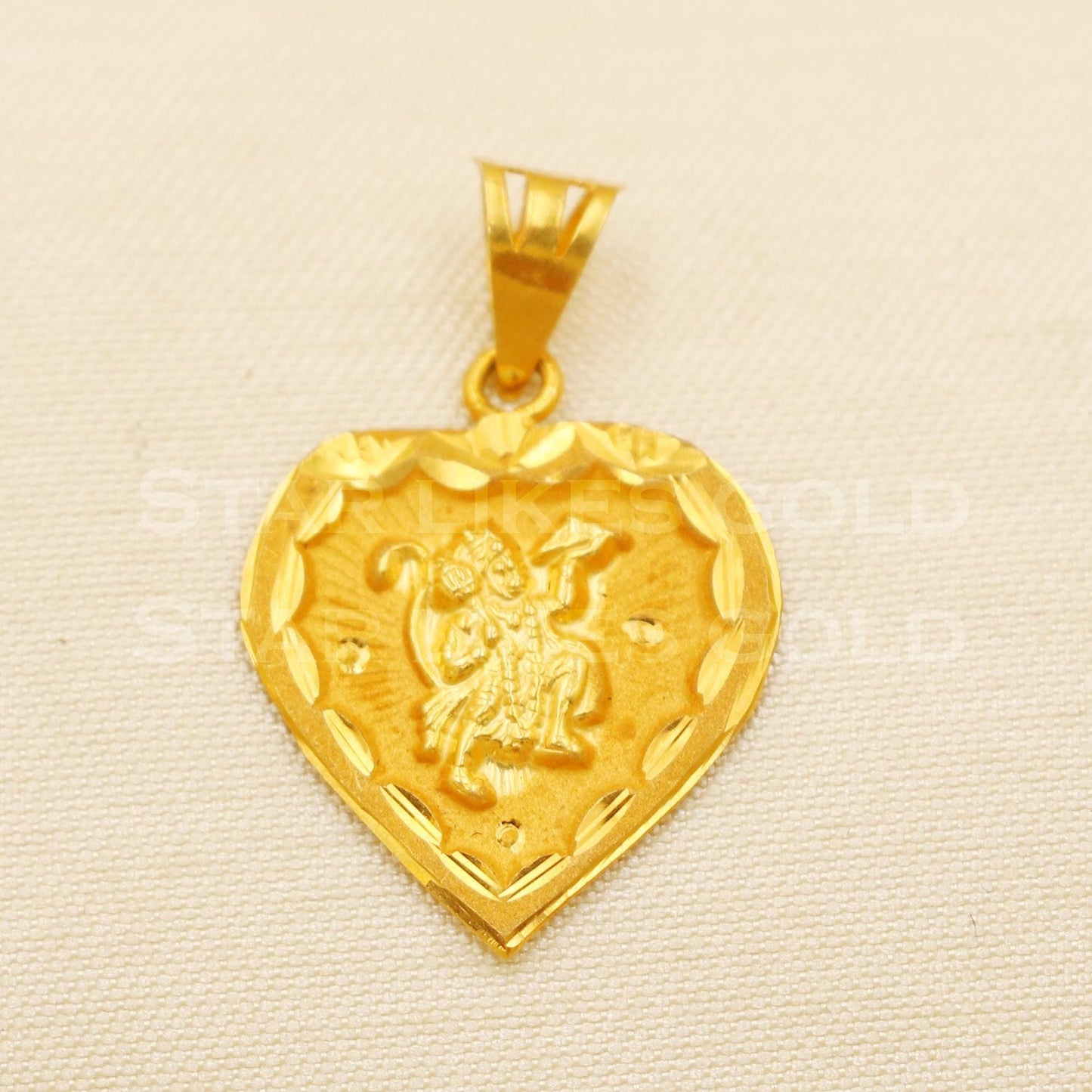 Hanuman ji 18k Yellow Gold Handmade Zircon Pendant Jewelry, B1482