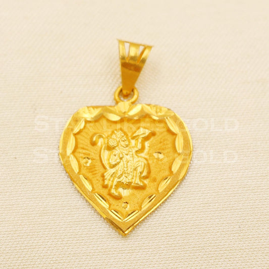 Hanuman ji 18k Yellow Gold Handmade Zircon Pendant Jewelry, B1482