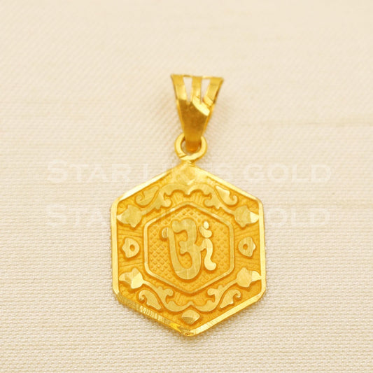 OM 18k Yellow Gold Handmade Zircon Pendant Jewelry, B1484