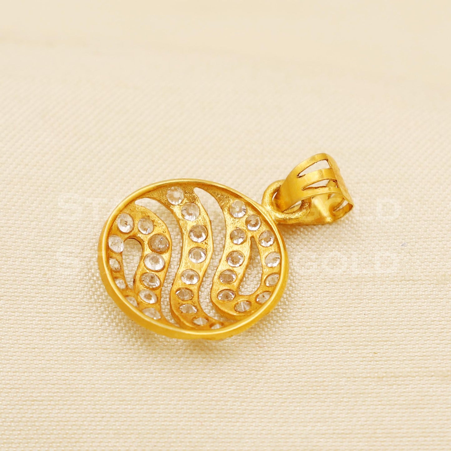 18k Yellow Gold Handmade Zircon Pendant Jewelry, B1489