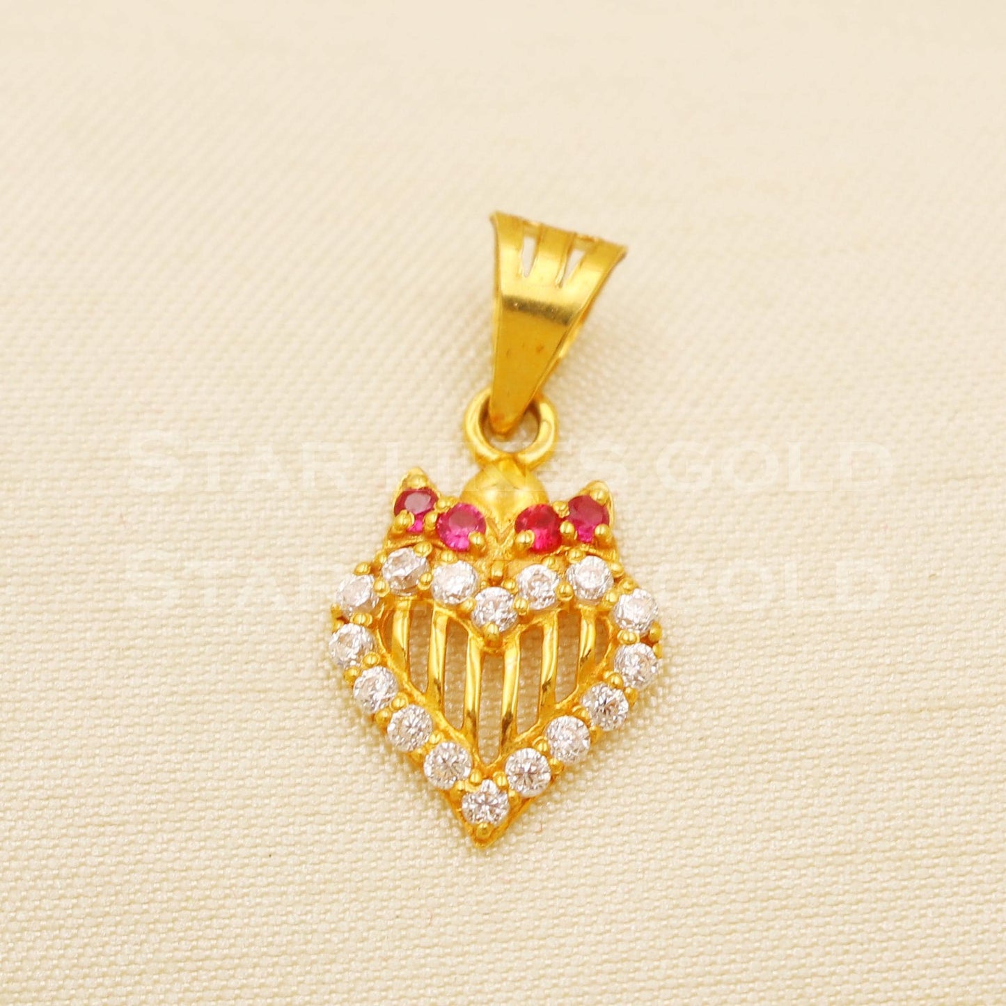 Heart 18k Yellow Gold Handmade Zircon Pendant Jewelry, B1493
