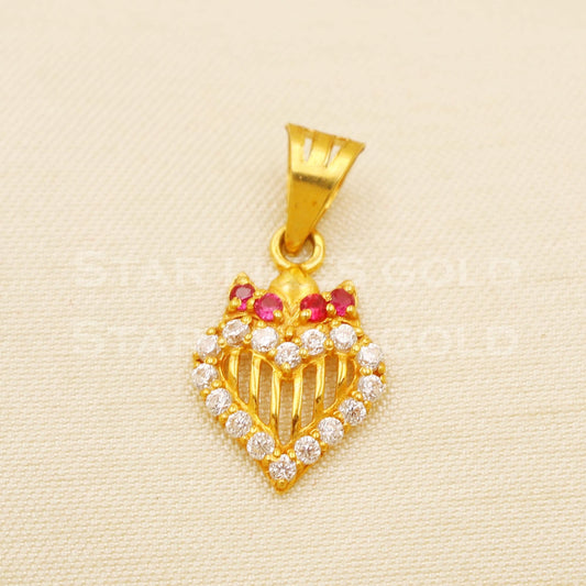 Heart 18k Yellow Gold Handmade Zircon Pendant Jewelry, B1493