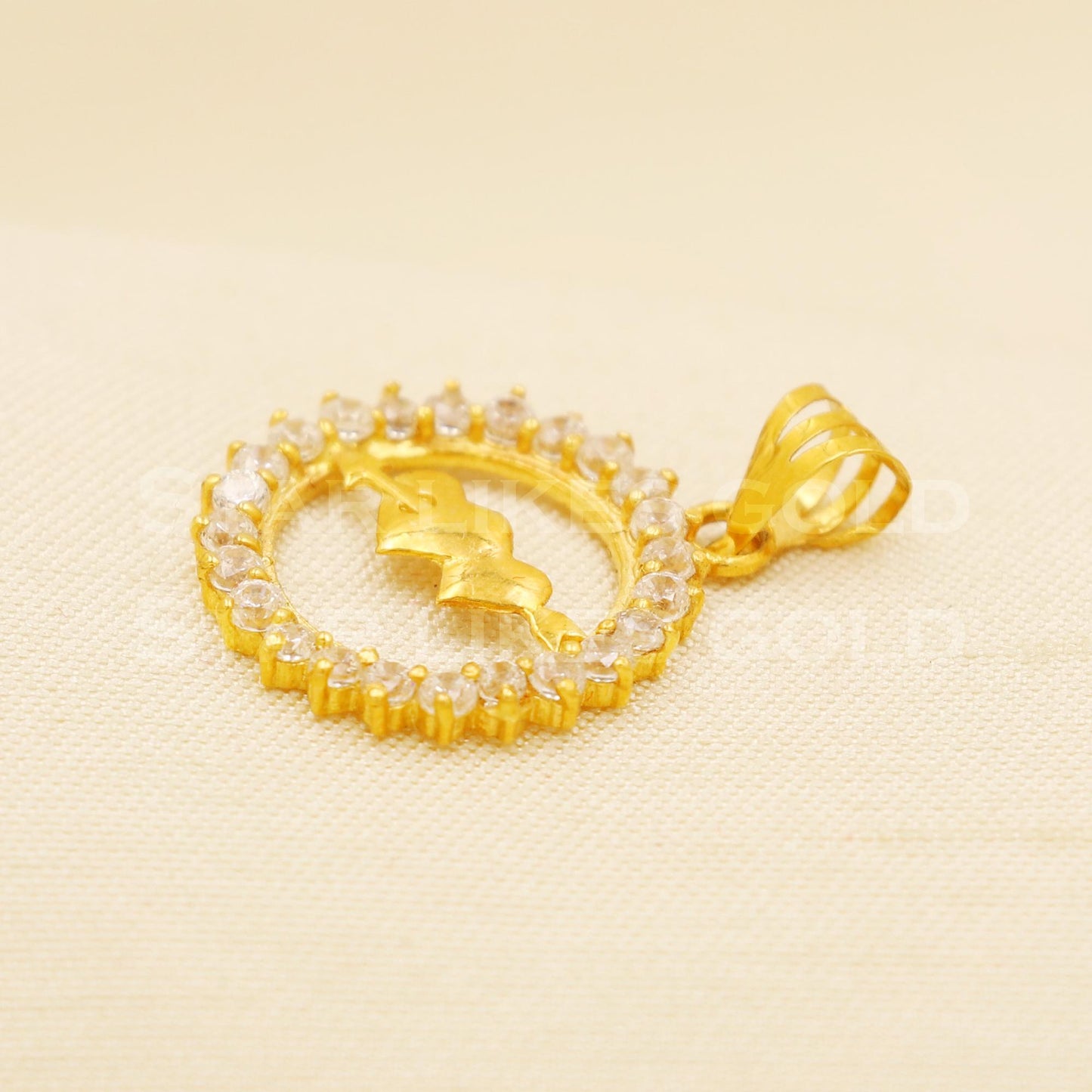 heart 18k Yellow Gold Handmade Zircon Pendant Jewelry, B1494
