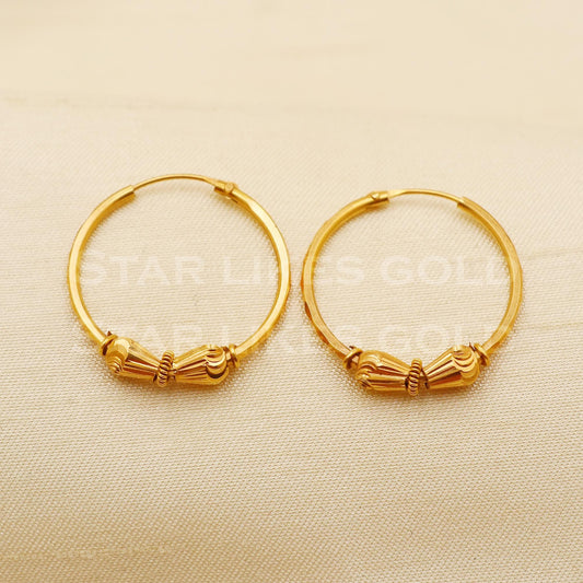 18K Pure Gold Finish Hoop Earrings | Simple yet Sophisticated Daily Bali, B1501