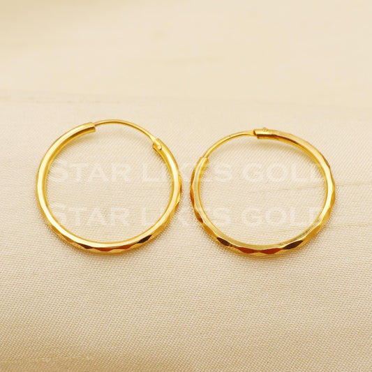 18K Premium Gold Sleek Round Bali Earrings | Lightweight & Stylish for Women, B1503