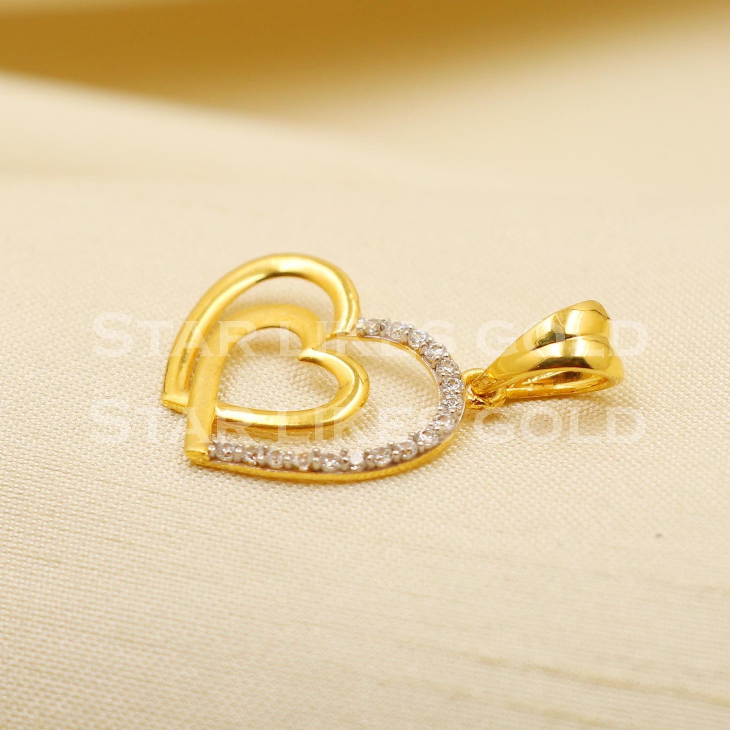 heart 18k Yellow Gold Handmade Pendant Jewelry, PR1169