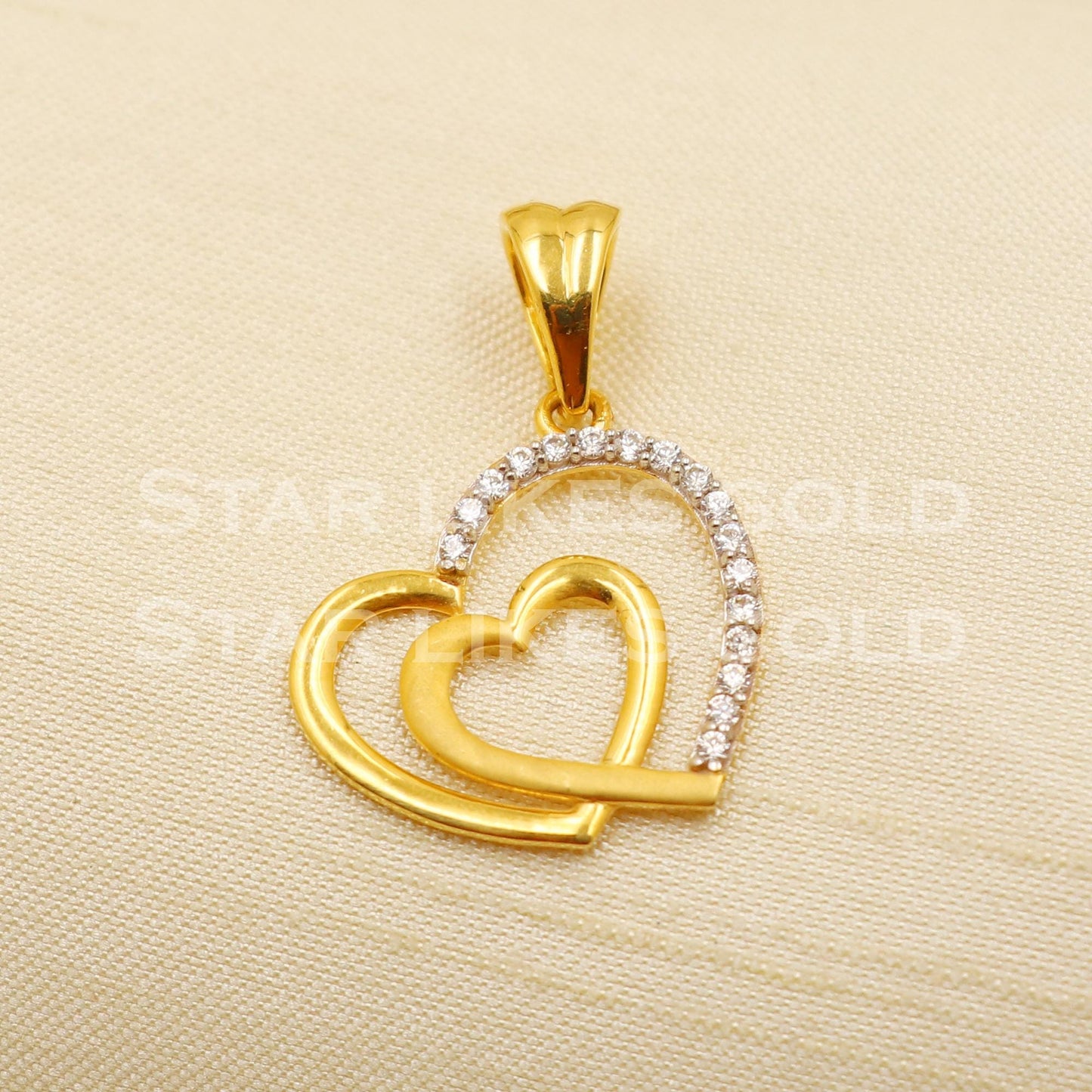 heart 18k Yellow Gold Handmade Pendant Jewelry, PR1169