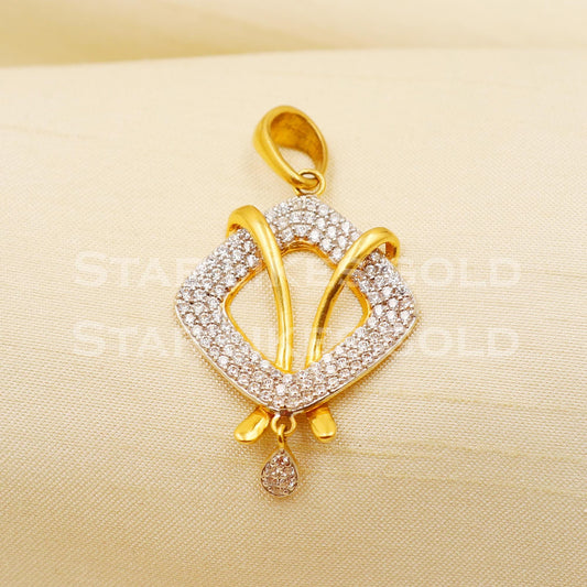 Zircon 22k Yellow Gold Handmade Pendant Jewelry, PR1181