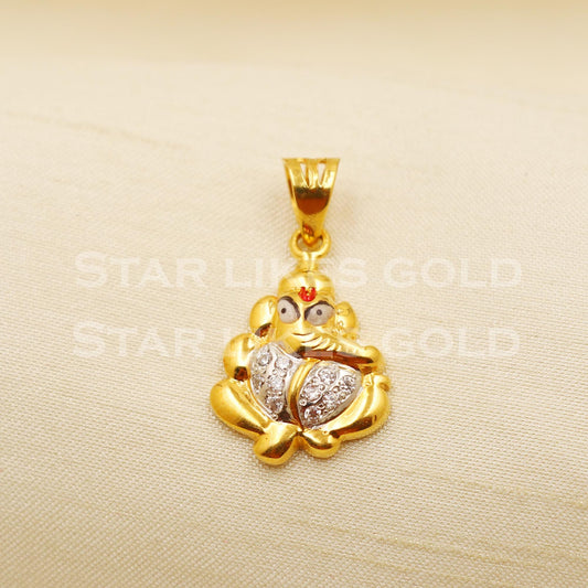 Ganeshji 22k Yellow Gold Handmade Charms Pendant light weight Jewelry, PR1216