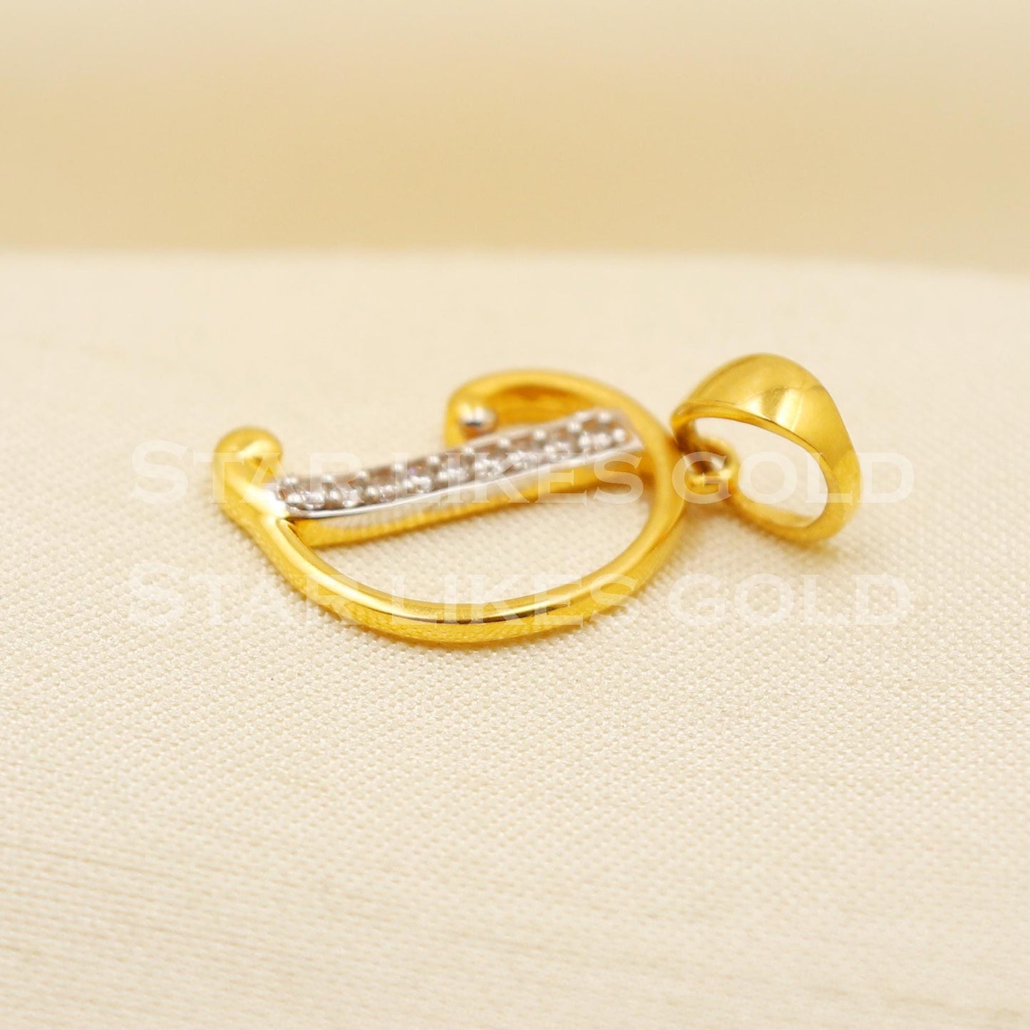 D Alphabet Initial 18k Yellow Gold Handmade Charms Pendant light weight Jewelry, PR2079