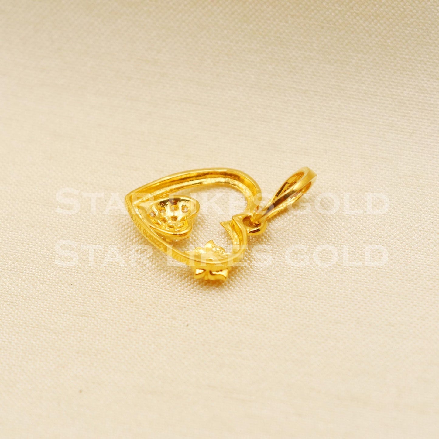 Heart Flower 22k Yellow Gold Handmade Pendant Jewelry, PR1245