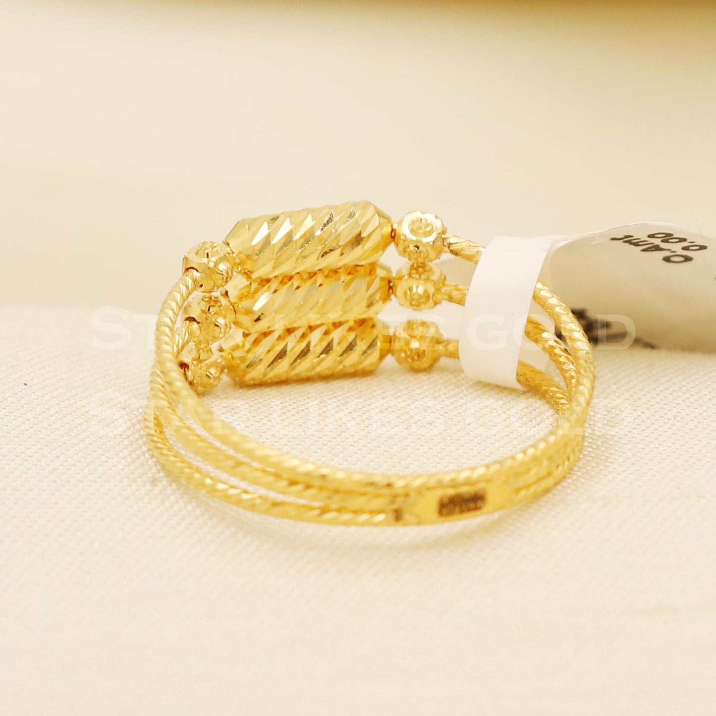 22K Gold Triple Layer Diamond-Cut Fusion Ring | Elegant Gold Band, B1551
