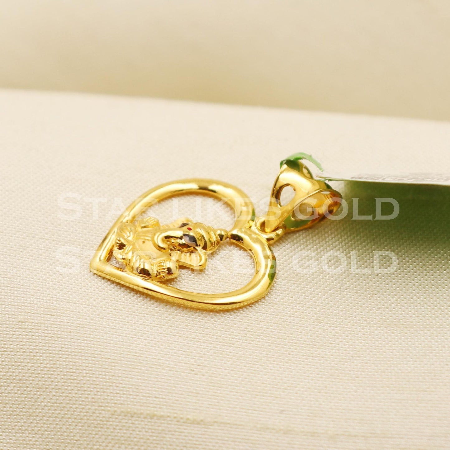 Enameled Ganeshji 22k Yellow Gold Handmade Pendant Jewelry, PR1277