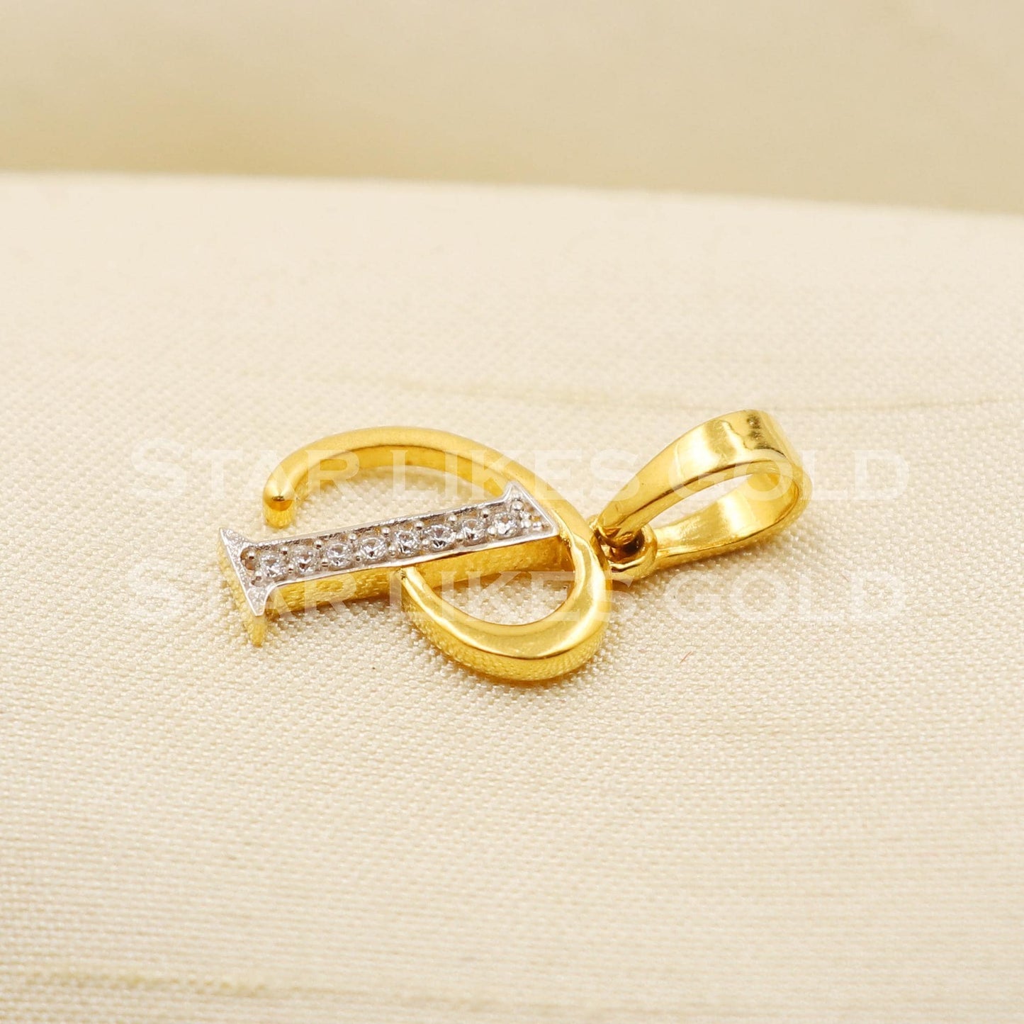P alphabet Initial Zircon 18k Yellow Gold Handmade Charms Pendant light weight Jewelry, PR1278