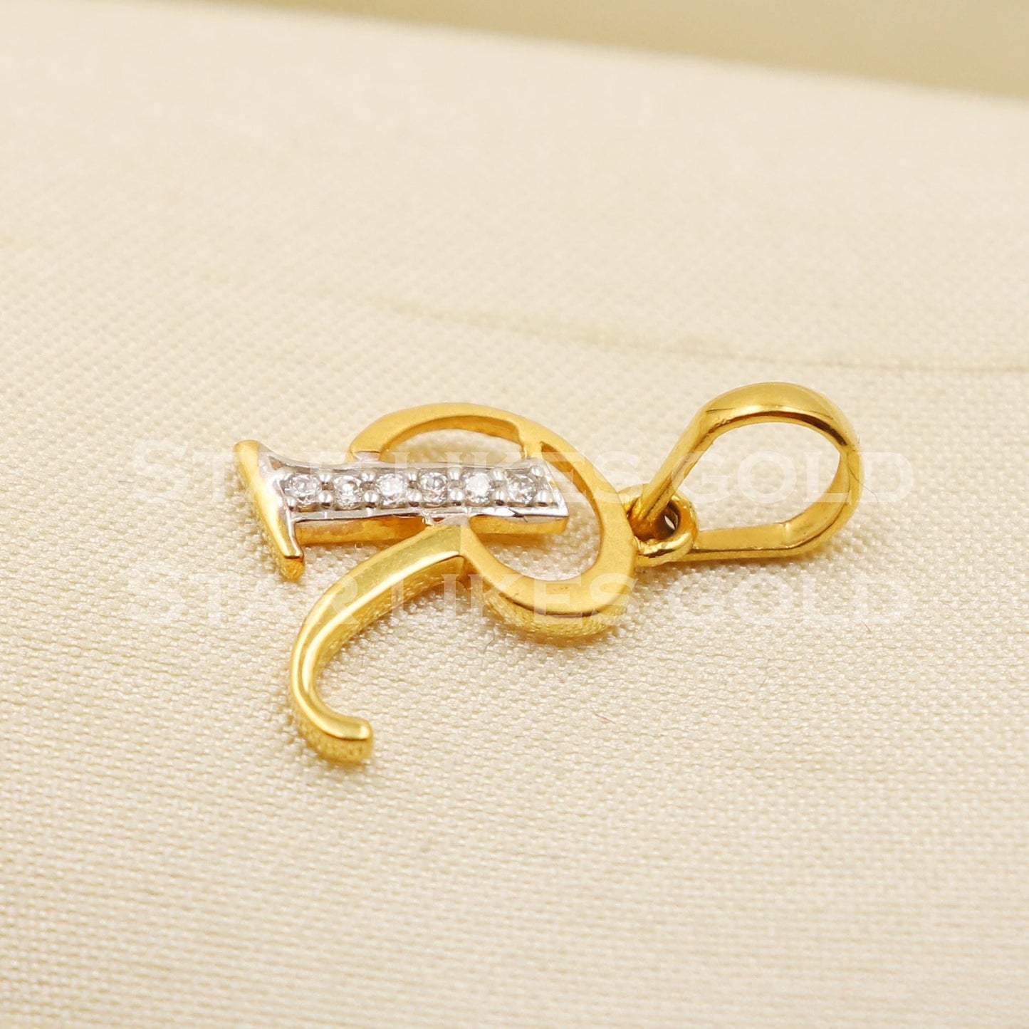 R alphabet Initial Zircon 18k Yellow Gold Handmade Charms Pendant light weight Jewelry, PR1281