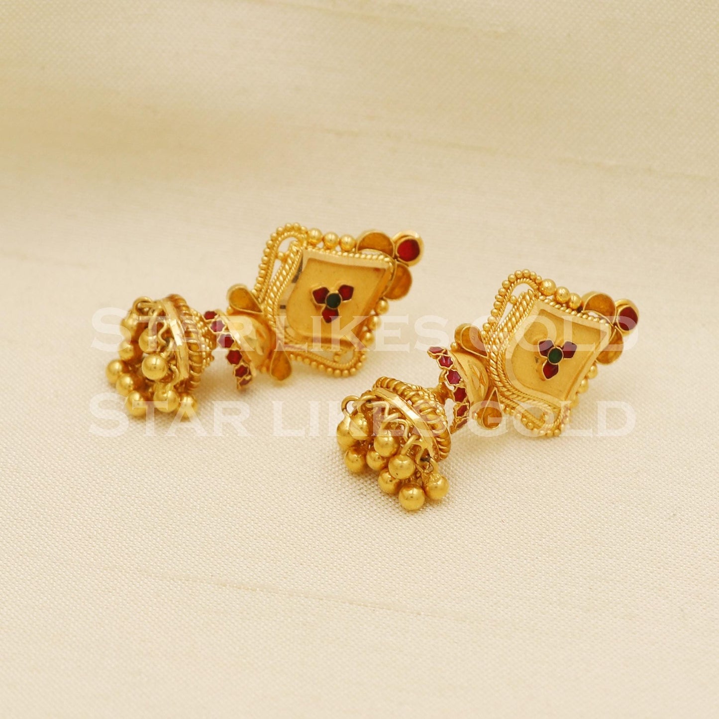 Hallmark 22k Gold Designer Heavy Jhumki Earrings for Brides & Festivals, PR1307