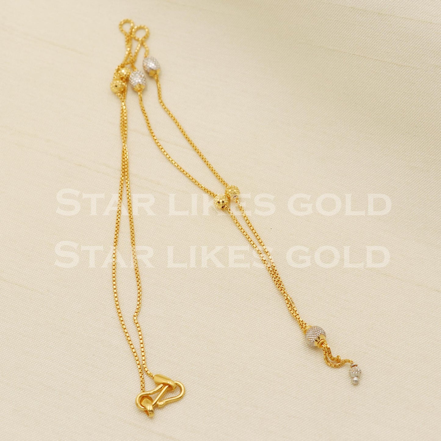 Elegant 22k Hallmark Gold Designer Two Tone Bead Chain Bead Pendant for Women, PR1313