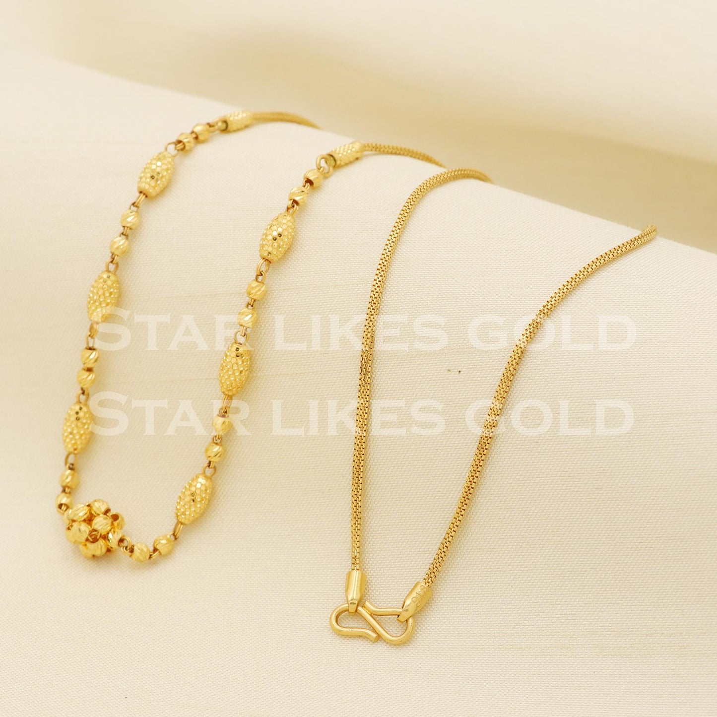 Elegant 22k Hallmark Gold Designer Bead Chain for Women, PR1315