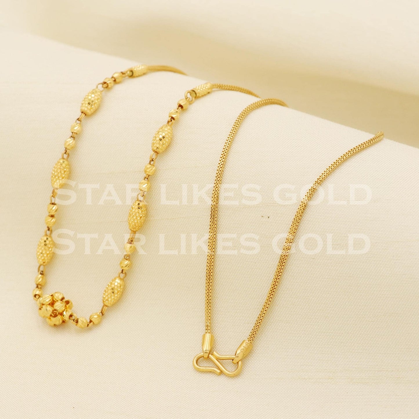Elegant 22k Hallmark Gold Designer Bead Chain for Women, PR1315