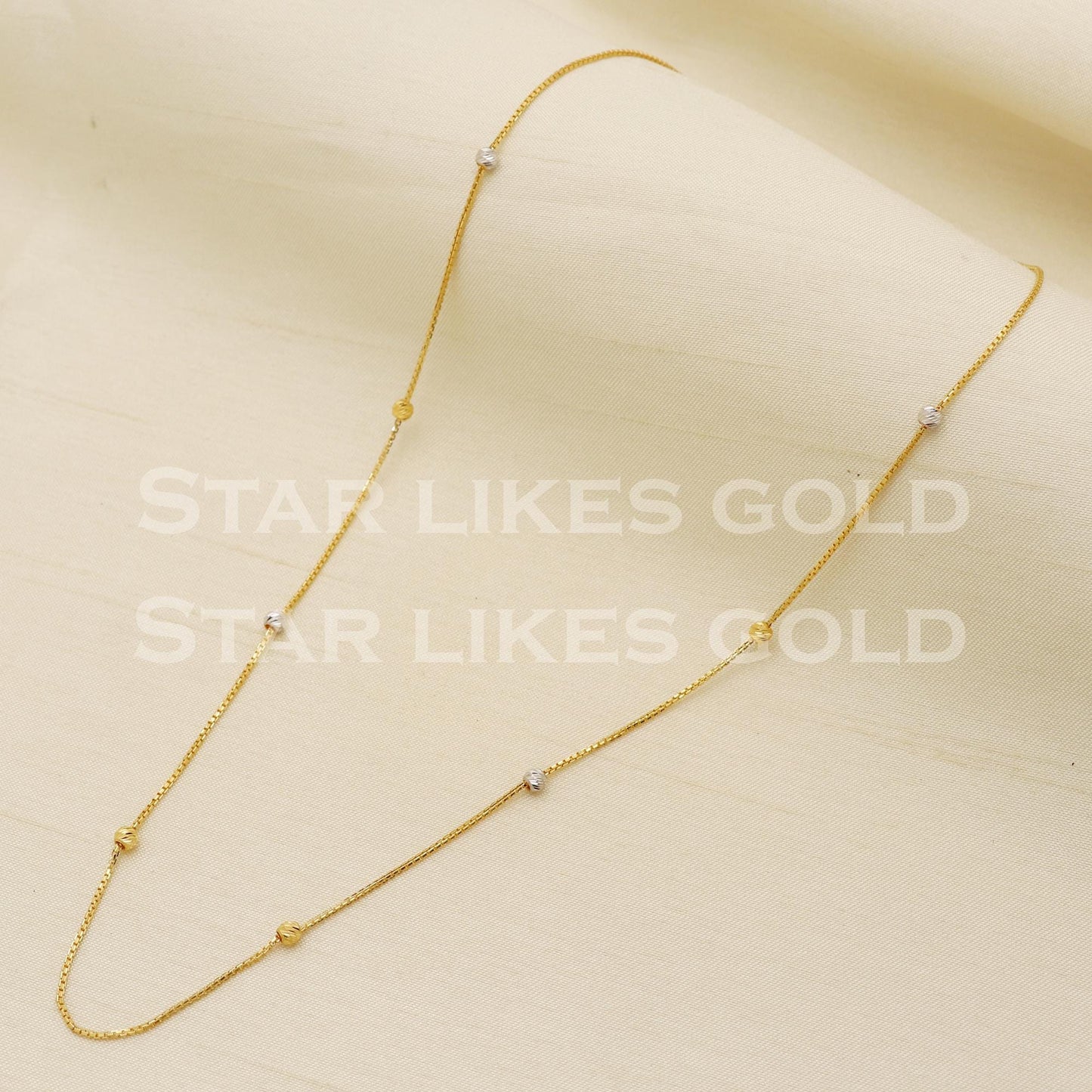 Elegant 22k Hallmark Gold Designer Bead Chain for Women, PR1317