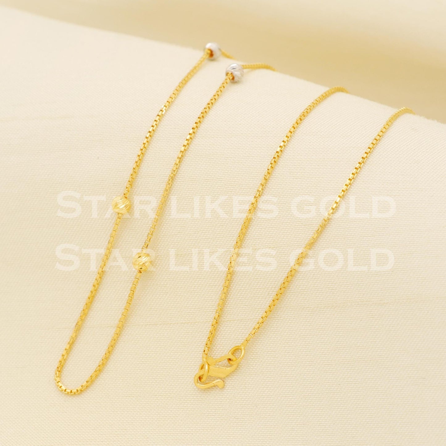 Elegant 22k Hallmark Gold Designer Bead Chain for Women, PR1317