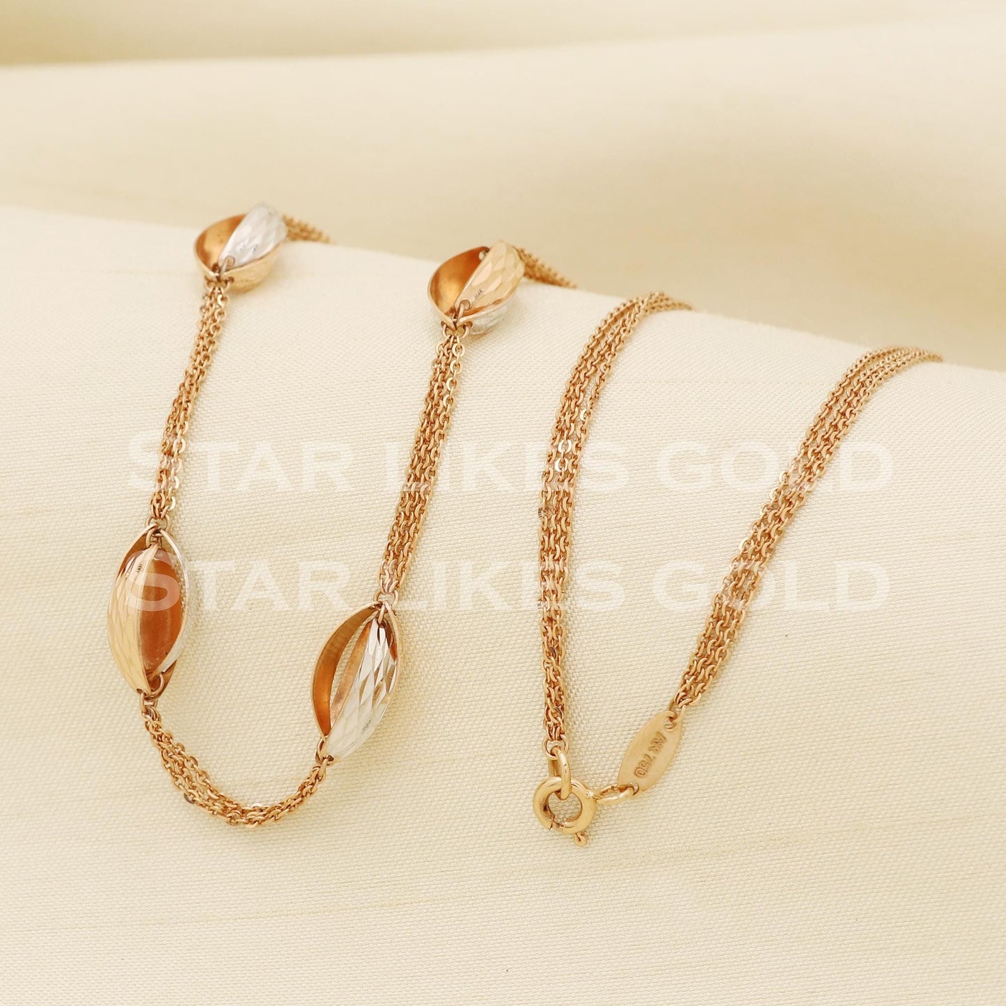 18k 18KT GOLD chain necklace Handmade fine Jewelry, PR1338