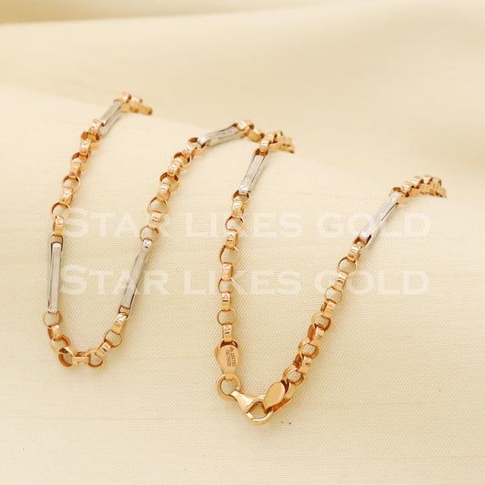 18k 18KT White Rose GOLD chain necklace Handmade fine Jewelry, PR1341