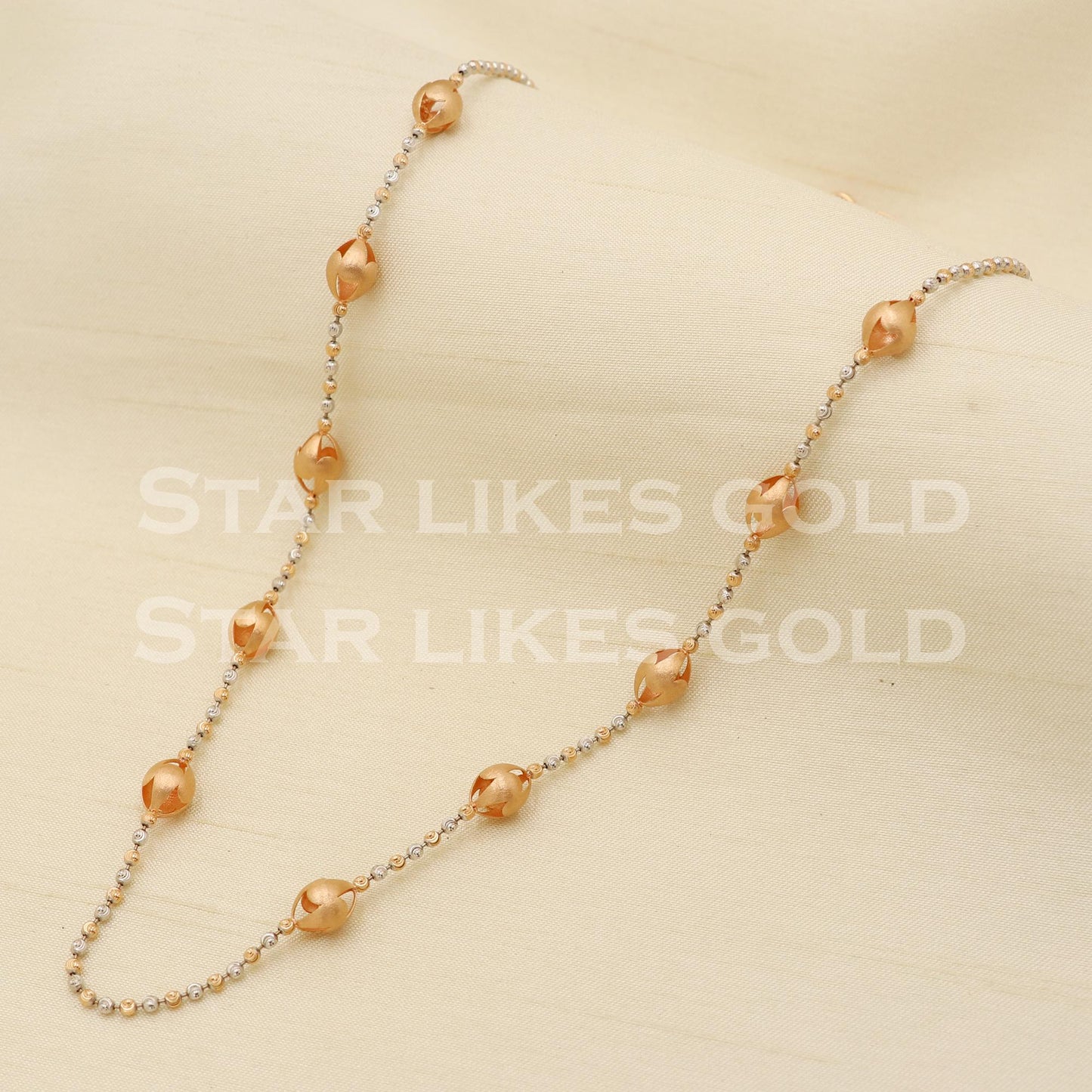 Balls Beads 18k 18KT GOLD chain women necklace Handmade fine Jewelry, PR1342