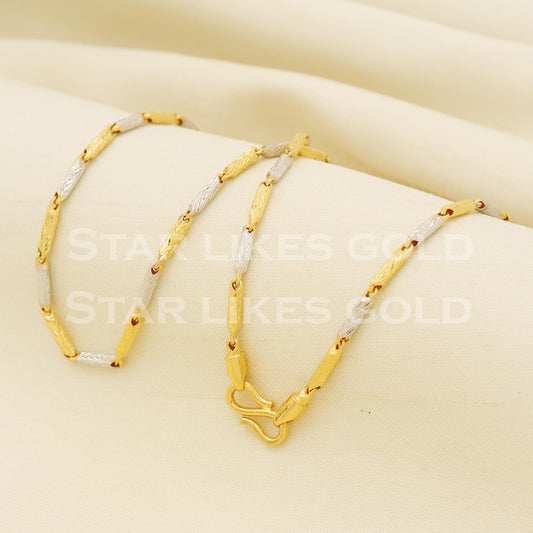 Two Tone 22k 22KT GOLD chain necklace Handmade fine Jewelry, PR1343