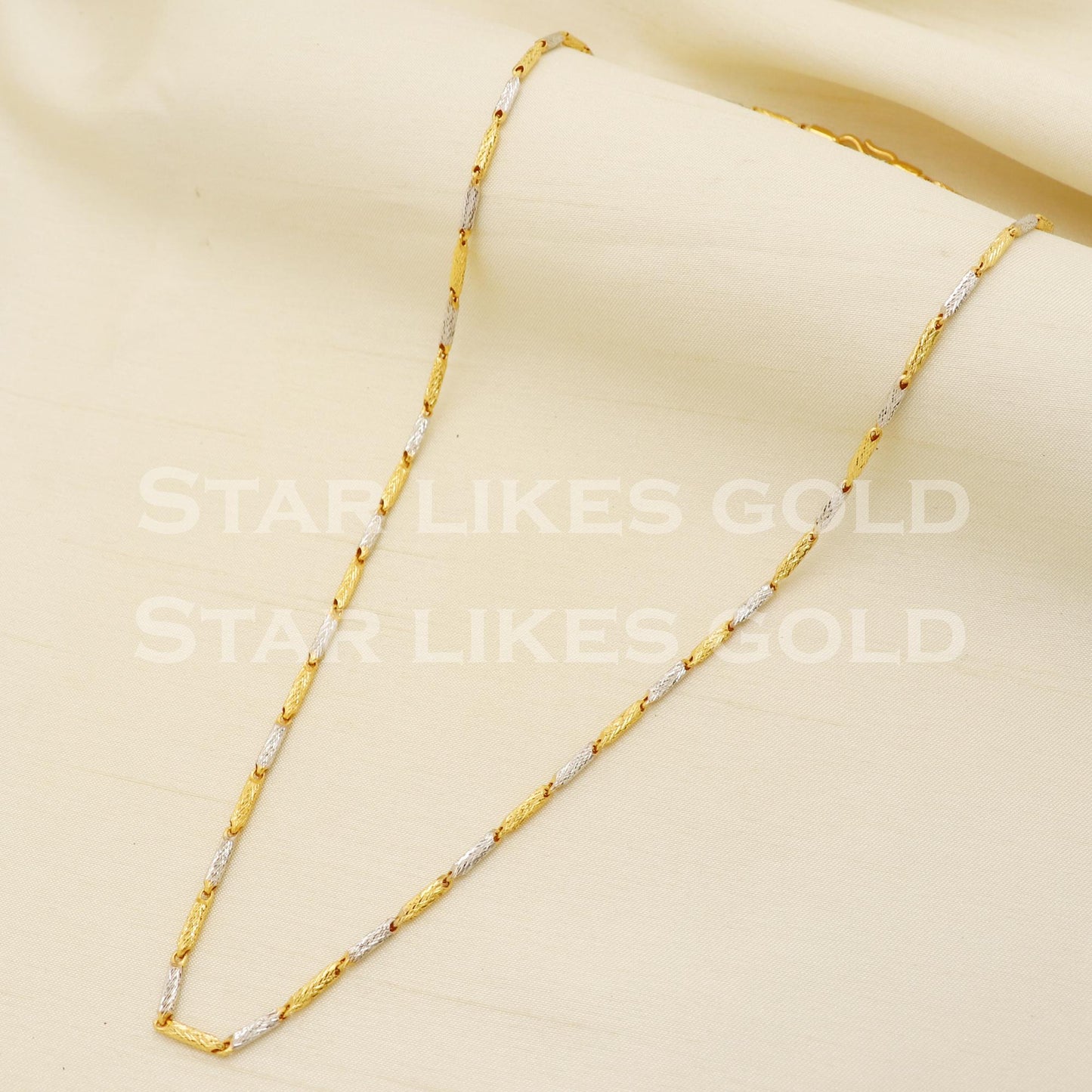 Two Tone 22k 22KT GOLD chain necklace Handmade fine Jewelry, PR1343