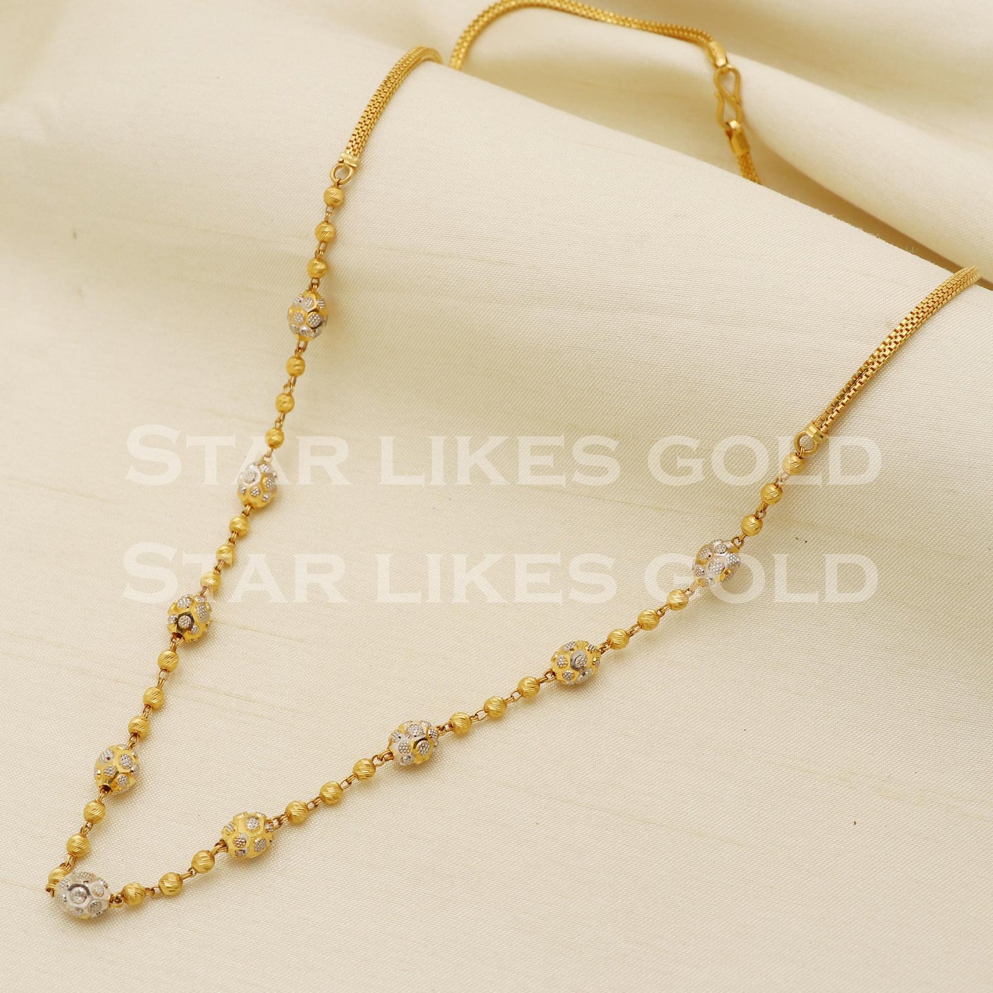 22k 22KT GOLD Beads chain necklace Handmade fine Jewelry, PR1347