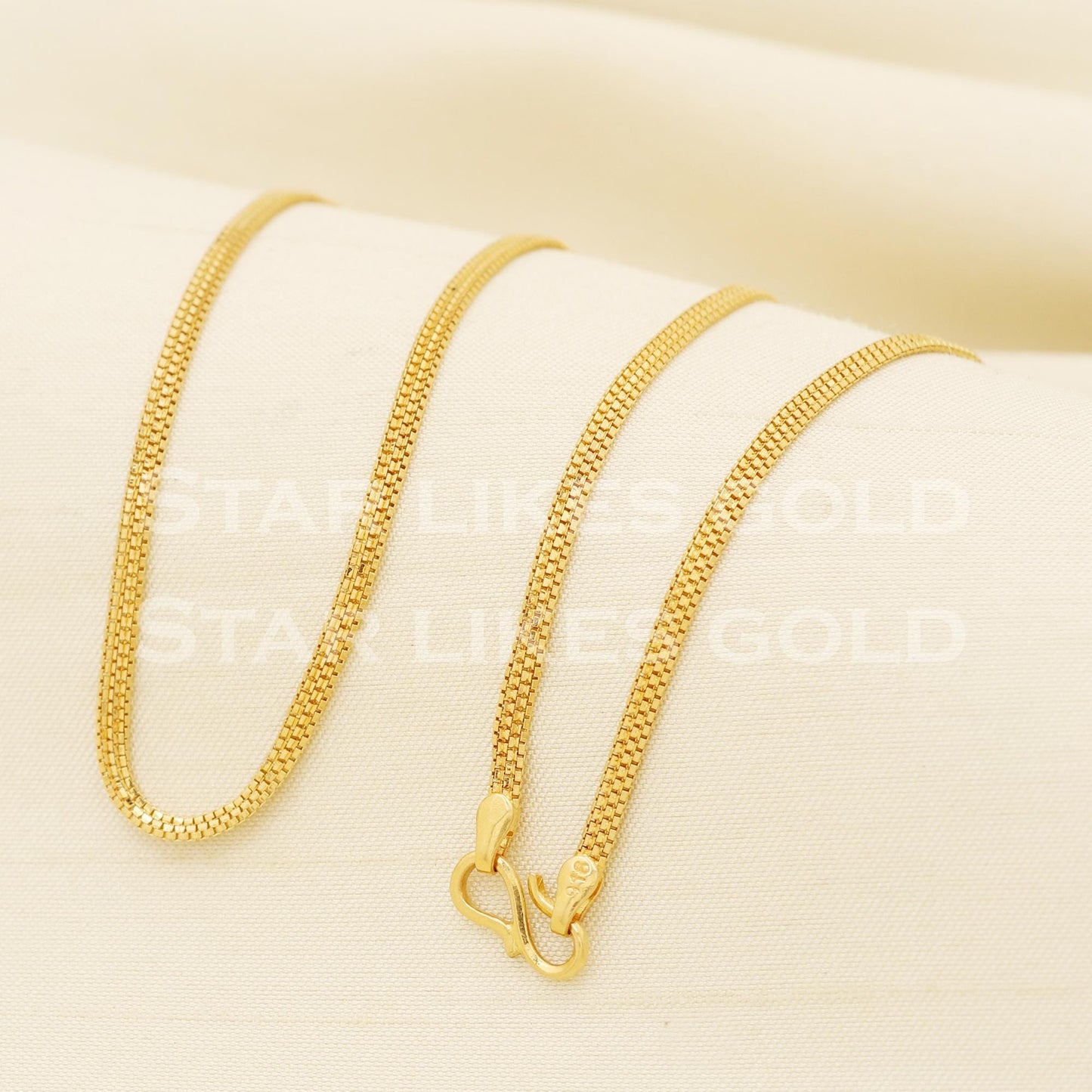 Elegant 22k Hallmark Gold Fine Box Mesh Link Chain Design, PR1366