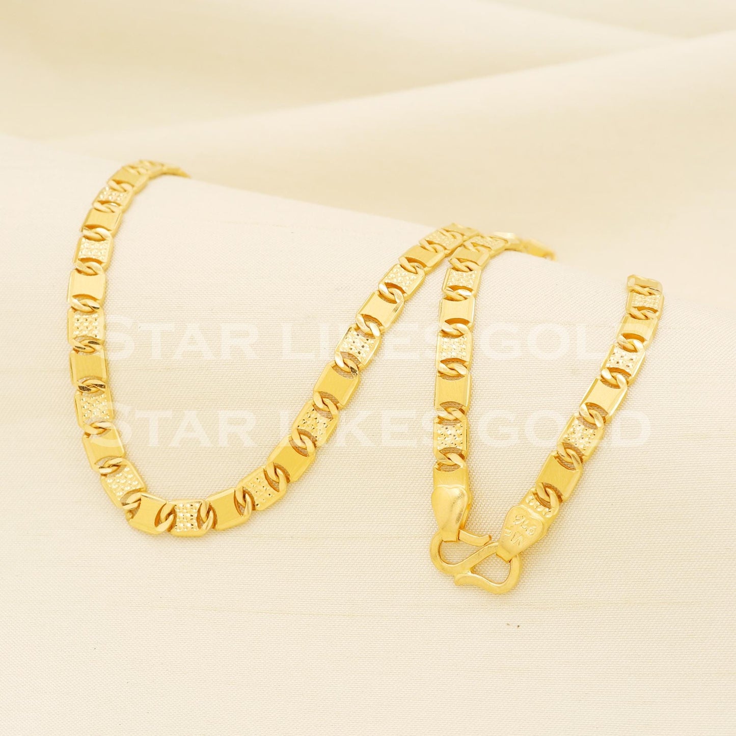 Premium 22k Gold Hallmark High-Polish Textured Curb Neckpiece, PR1370