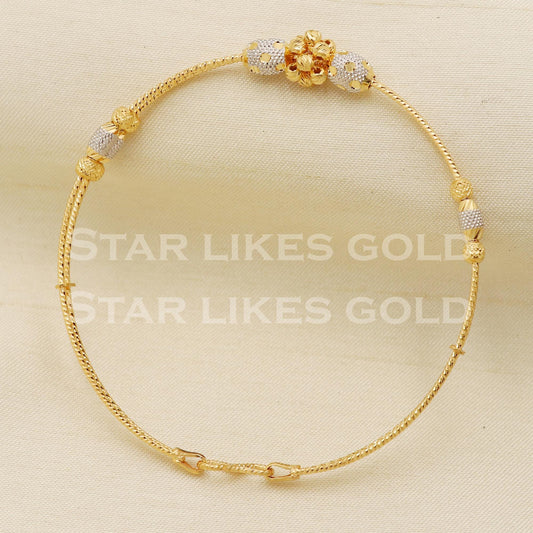 22K Hallmarked 916 Gold Dual Wire Openable Bracelet, PR1384