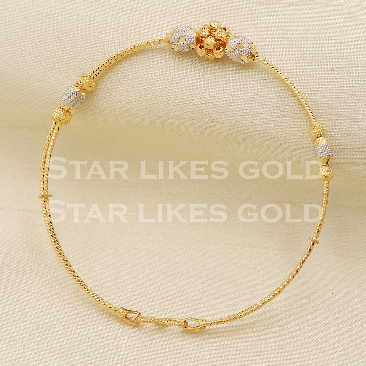 22K Hallmarked 916 Gold Dual Wire Openable Bracelet, PR1384