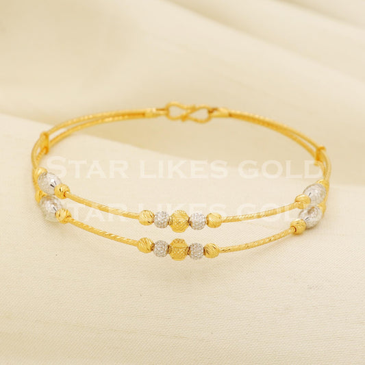 22K Gold Double Line Beaded Bracelet for Women Hallmark Jewelry, PR1388